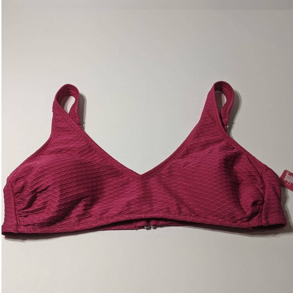Xhilaration Bikini Top Textured V Neck Pink Juniors XL Bralette Swimsuit‎ Beach
